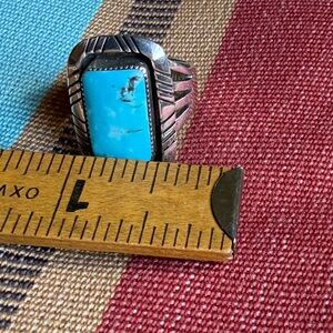 Sterling SilverTurquoise Statement Ring - Blue Stone RB ,Running Bear?